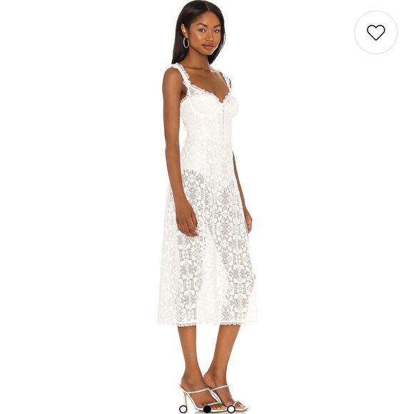 For Love And Lemons Nadine White Lace MIDI Dress size 4 - Picture 2 of 15